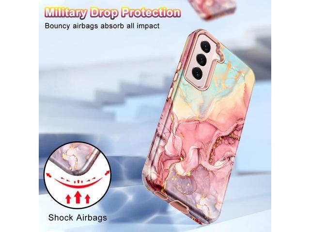 Btscase for Samsung Galaxy S22 5G 6.1 Inch Case,Marble Pattern 3 in 1 Heavy Duty Shockproof Full Body Rugged Hard PC+Soft Silicone Drop Protective...