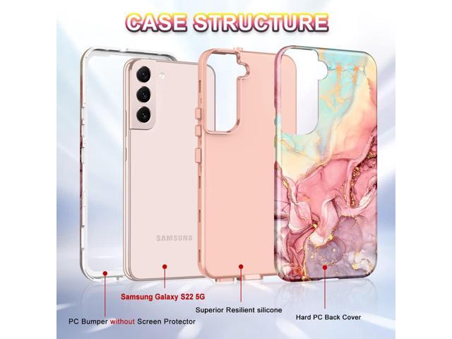 Btscase for Samsung Galaxy S22 5G 6.1 Inch Case,Marble Pattern 3 in 1 Heavy Duty Shockproof Full Body Rugged Hard PC+Soft Silicone Drop Protective...