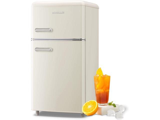 DEMULLER Retro Mini Fridge 3.5 Cu.ft Small Refrigerator with Top Freezer Compact Fridge Apartment Size Refrigerator Dual Door with Handles for Home.