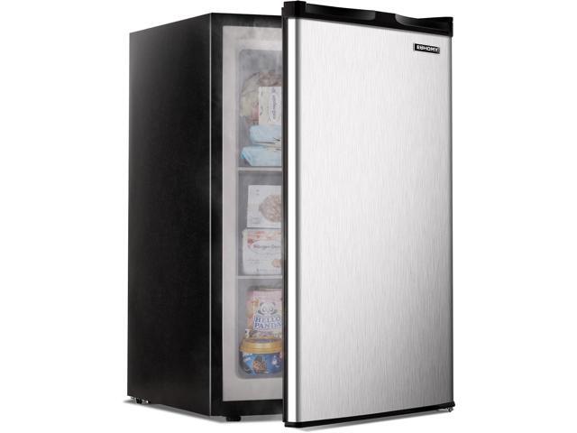 EUHOMY Upright freezer, 3.0 Cubic Feet, Single Door Compact Mini Freezer with Reversible Stainless Steel Door, Small freezer for.