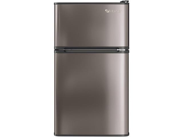 EdgeStar CRF321SS 3.1 Cu. Ft. Dorm Sized Energy Star Compact Fridge/Freezer Freestanding, LED Lighting, Digital Display, Black/Stainless Steel