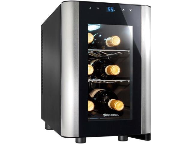 Wine Enthusiast 6-Bottle Countertop Wine Cooler Compact Mini Wine Cooler for Kitchen or Bedroom with 3 Shelves, Energy-Efficient Cooling,...