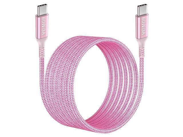 Awnuwuy 60W USB C to USB C Cable 10ft Pink Long Type-C Fast Charging Charger Cord Compatible with iPhone 15/15 Pro/15 Plus/15 Pro Max,Samsung...