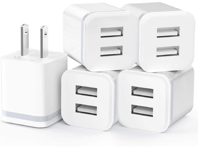 USB Wall Charger, 5-Pack 2.1A/5V Dual Port USB Cube Power Adapter Charger Plug Charging Block Replacement for iPhone Xs/XR/X, 8/7/6 Plus, Samsung,...