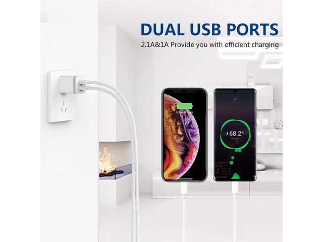 USB Wall Charger, 5-Pack 2.1A/5V Dual Port USB Cube Power Adapter Charger Plug Charging Block Replacement for iPhone Xs/XR/X, 8/7/6 Plus, Samsung,...