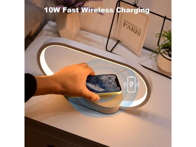 Donewin Wireless Charging Bedside Lamp with USB Charging Port,Premium Wooden Nightstand Light for Bedroom,Nursery Lamp,Touch-Control Desk...