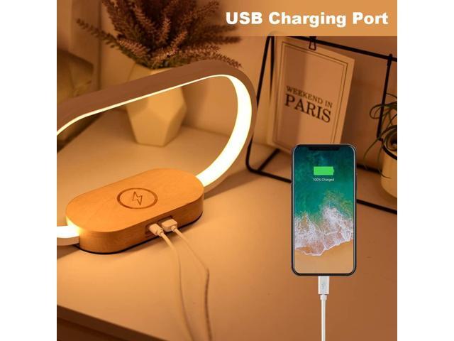 Donewin Wireless Charging Bedside Lamp with USB Charging Port,Premium Wooden Nightstand Light for Bedroom,Nursery Lamp,Touch-Control Desk...