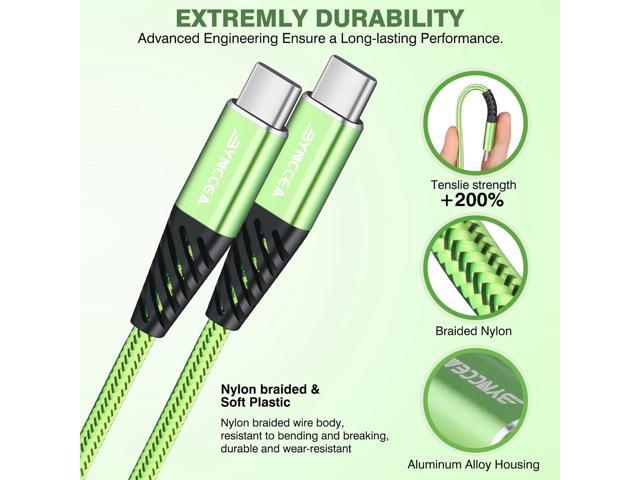 USB C to USB C Charger Cable 4-Pack 10ft Fast Charging USB C Cable, Nylon Braided 60W(5A) Type C to Type C Cable for Phone 15/15 Pro/15 Plus/15 Pro...