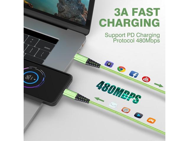 USB C to USB C Charger Cable 4-Pack 10ft Fast Charging USB C Cable, Nylon Braided 60W(5A) Type C to Type C Cable for Phone 15/15 Pro/15 Plus/15 Pro...