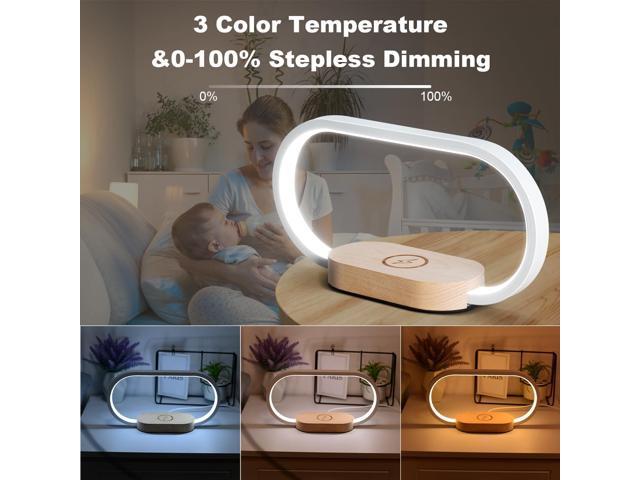 Donewin Wireless Charging Bedside Lamp with USB Charging Port,Premium Wooden Nightstand Light for Bedroom,Nursery Lamp,Touch-Control Desk...