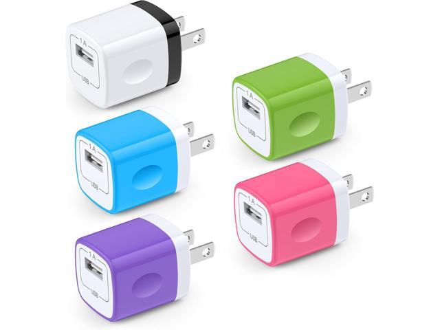 Charging Block,Charger Box,5Pack Travel Single Port USB Wall Charger Brick Cubes for iPhone 17/16/15/14/13/12/X/8 Plus/7/6S/Samsung Galaxy S25 S24.