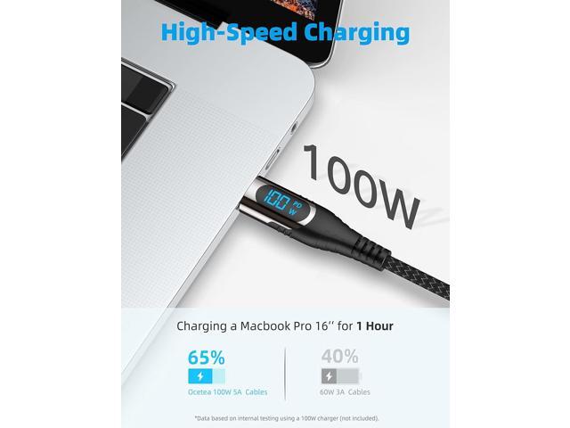 USB C to USB C Charger Cable (100W 5A), 3.3ft USBC to USBC Cable with LED Display, USB C Charging Cable Compatible with iPhone 15 Pro Max Plus,,...