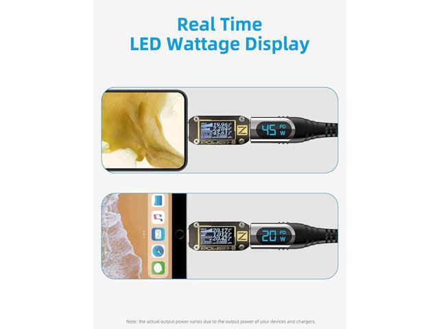 USB C to USB C Charger Cable (100W 5A), 3.3ft USBC to USBC Cable with LED Display, USB C Charging Cable Compatible with iPhone 15 Pro Max Plus,,...