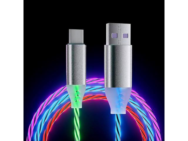 6.6ft/2m USB Cable 3A Type C Led Light Up Charging Cord 7 Colors RGB Gradual Changing Shining QC3.0 Fast Phone Charger Cord for Galaxy S20/S10/S9...