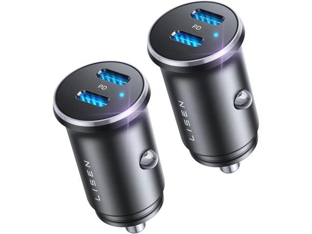 LISEN USB C Car Charger Adapter, 60W Dual Port QC 3.0 Type C Adapter, Car Phone Charger Fast Charge USB C Cigarette Lighter Adapter for iPhone 15...