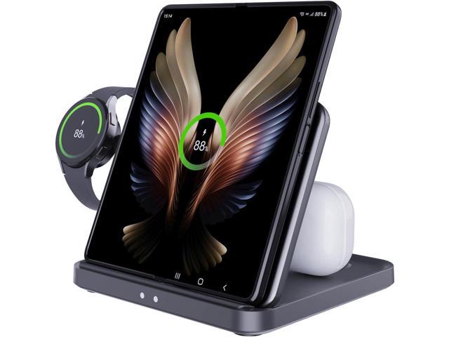 for Samsung Z Fold 6/5 Wireless Charger Station, 3 in 1 Foldable Fast Charging Stand Dock for Galaxy Z Fold 4Flip 6/5, S23/S22, Note20/10 Ultra,...