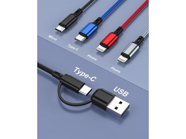 seynli 6-in-1 Multi Charging Cable 6ft, Charging Cables for Multiple Devices, Compatible with iPhone, USB-C, Micro USB - Multi End Charging Cable...