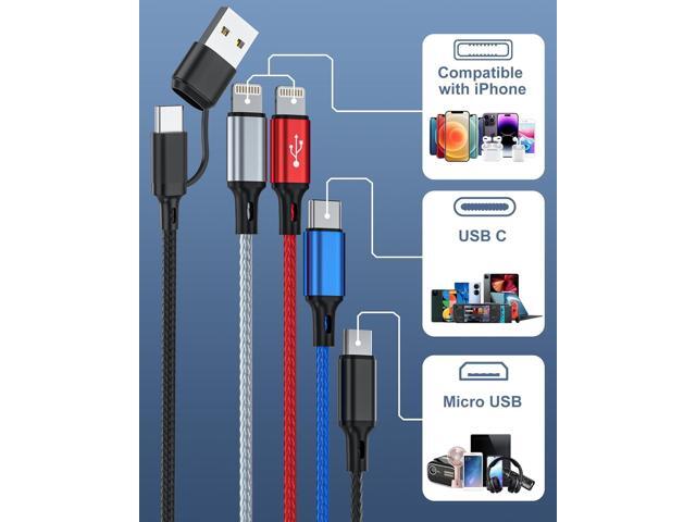 seynli 6-in-1 Multi Charging Cable 6ft, Charging Cables for Multiple Devices, Compatible with iPhone, USB-C, Micro USB - Multi End Charging Cable...