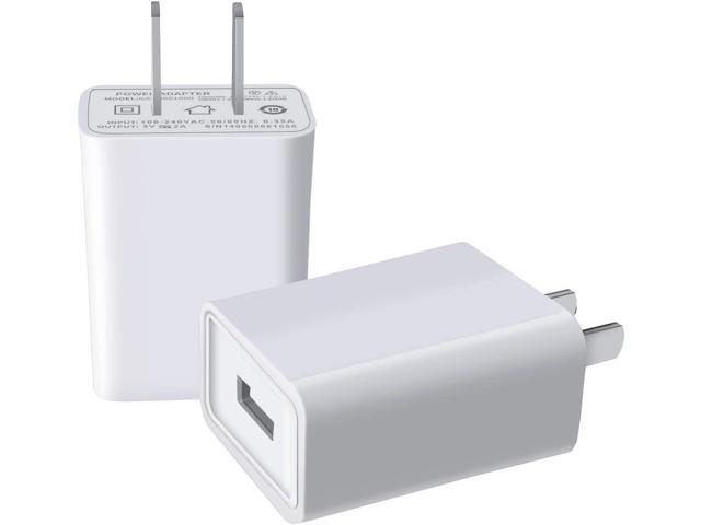 USB Wall Charger FOBSUNLAND . USB Wall Plug 5V 2A AC Power Adapter Compatible with iPhone,Pad,Samsung,Tablet,Kindle and More (White 2pack)