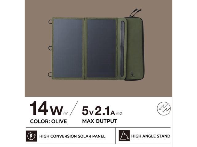 ELECOM NESTOUT Portable Solar Panel, Dual USB-A Ports, 28W Power Generation Charger for Phone Camping, Durable Water-Resistant Ripstop Nylon,...