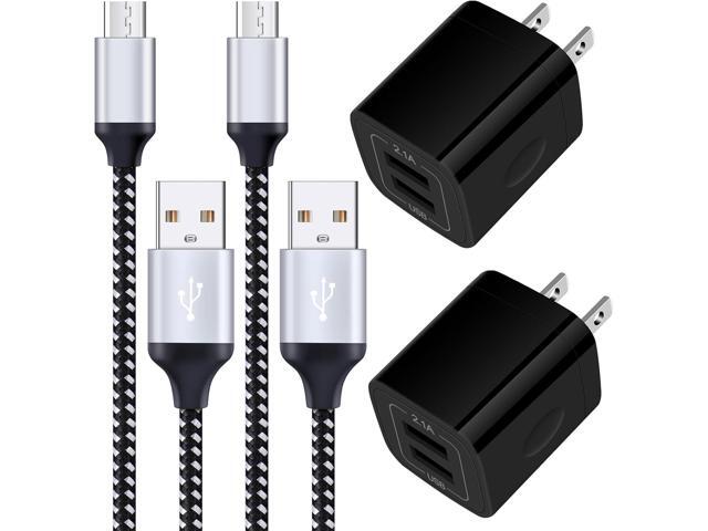Android Charger, 2-Pack 2.1A Dual Port USB Charging Block Charger Plug with 6FT Fast Charging Micro USB Cable Phone Chargers Android Cord for...