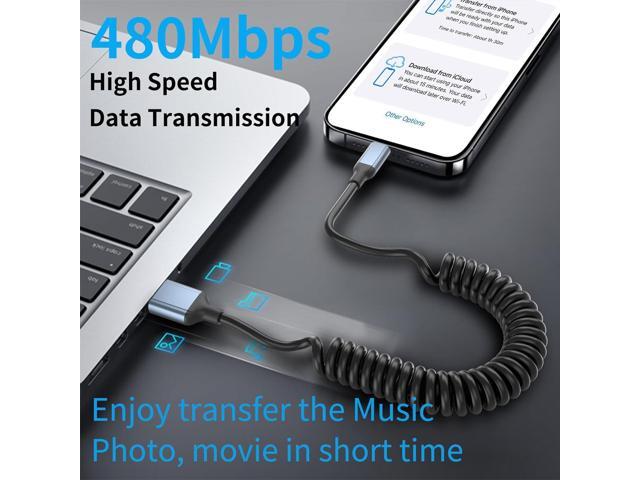 Coiled Lightning Cable for Car, [MFi Certified] 2Pack Retractable iPhone Charger Cord Apple Car Play USB to Lightning Cable 3FT Coiled iPhone...