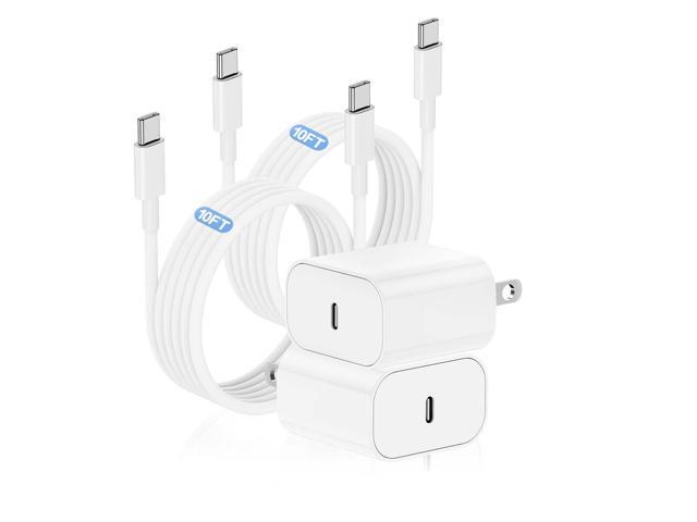 iPhone 15 Charger Fast Charging 10 ft USB C to USB C Cable Long,Apple 60W Type C to C Cord and USBC Wall Block,iPad Pro Power Adapter Cube Brick...