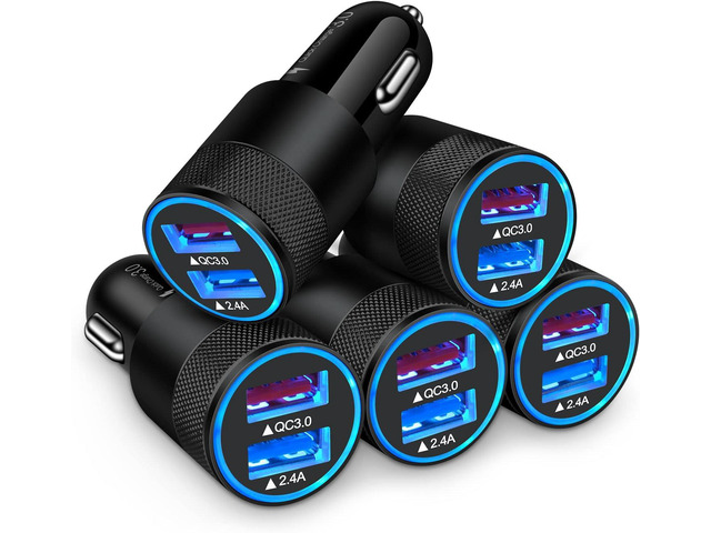 Fast Car Charger, [5Pack] Quick Charging 5.4A/30W Phone USB Car Charger Adapter Rapid Plug 2 Port Cigarette Lighter Charger Flush Compatible...