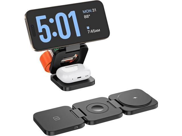 3 in 1 Charging Station for Apple, Mag-Safe Portable Charger Dock, Foldable Travel Charger for Apple Multiple Devices, Wireless Charger for iPhone...