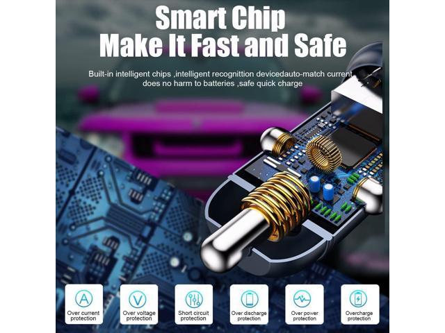 USB-C Car Charger Adapter, Dual Ports Fast Charging PD 60W + QC3.0 30W Mini All-Metal Cigarette Lighter USB Charger Universal for iPhone13/Pro...
