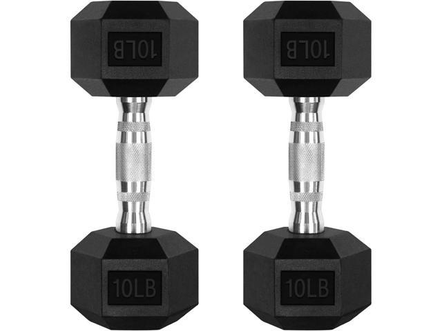 RitFit Rubber Coated Hex Dumbbell Weights Set for Home Gym