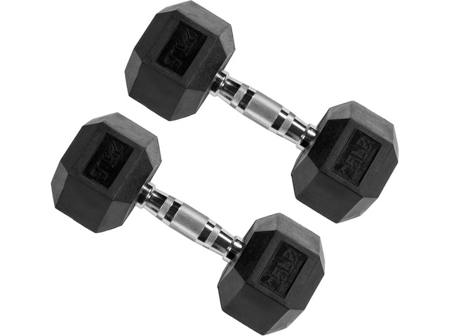 Signature Fitness Rubber Coated Hex Dumbbells Hand Weights for Exercises and Fitness Home Gym, 5-50 lbs, Pairs
