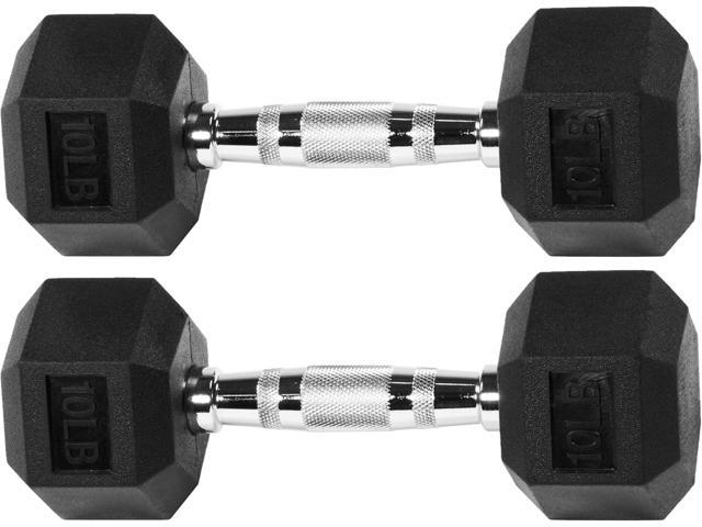 Fitvids Hex Dumbbells Rubber Coated Hand Weights for Exercises and Fitness Home Gym, 5-50 LB Pair
