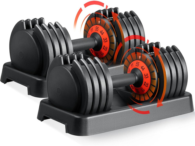 SKOK 25/55lbs Adjustable Dumbbells Set, Adjustable Weights Dumbbells Set