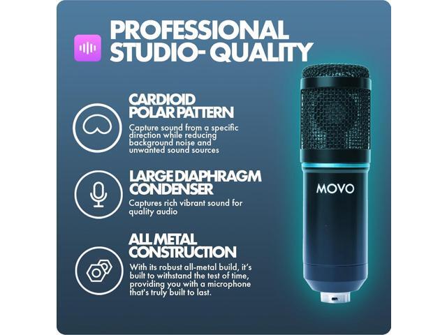 Movo PodPak2T 2-Pack Universal XLR Condenser Microphone Podcasting Equipment Bundle for 2 - Includes 2 Cardioid Mics, Desktop Stands, Shock Mounts,...