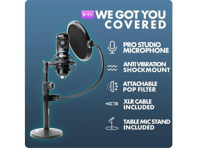 Movo PodPak2T 2-Pack Universal XLR Condenser Microphone Podcasting Equipment Bundle for 2 - Includes 2 Cardioid Mics, Desktop Stands, Shock Mounts,...