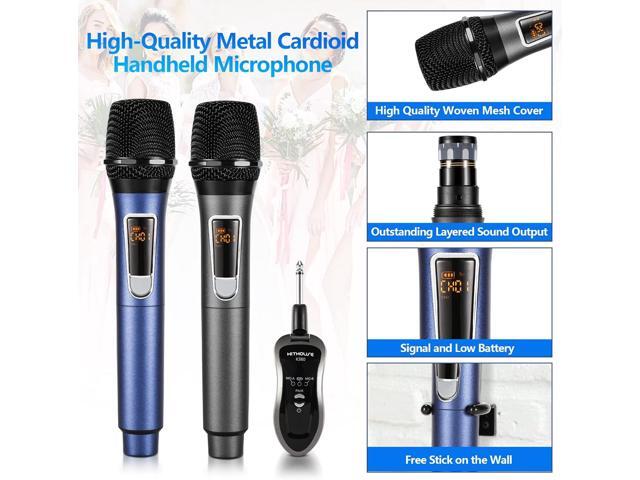 Wireless Microphone-2.4GHz Metal Dual Handheld-Cordless Dynamic-Mic System-with Rechargeable Receiver-for...