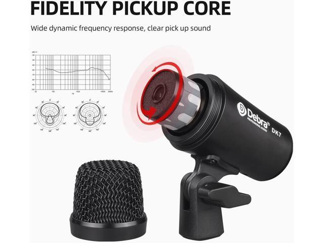 D Debra DK7 Pro 7-Piece Wired Drum Microphone Kit for Performing and Recording Drummers, Includes Mics, Mic Clip with Options for Kick Drums,...
