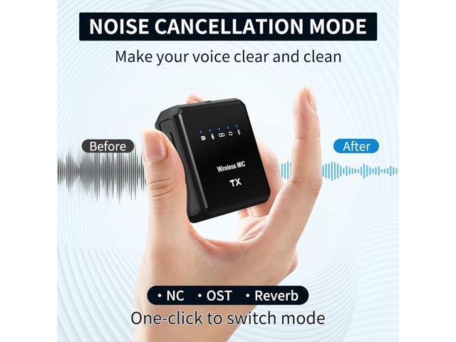 Wireless Lavalier Microphone with Noise Cancellation, 656 ft Range, 24-Hour Battery, Dual Channel, Compact Lapel Microphone Wireless for DSLR...