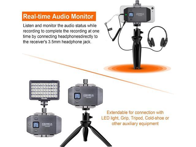 Comica CVM-WS50(H) Wireless Microphone System, 6 Channels Handheld Interview Microphone with Flexible Combination Grip for Smartphone, Camera,...