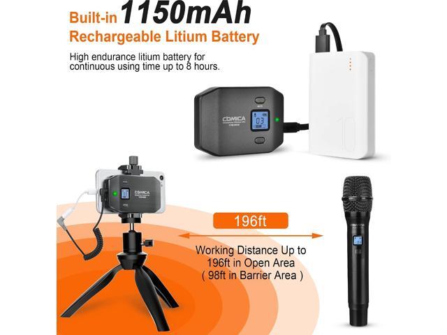 Comica CVM-WS50(H) Wireless Microphone System, 6 Channels Handheld Interview Microphone with Flexible Combination Grip for Smartphone, Camera,...