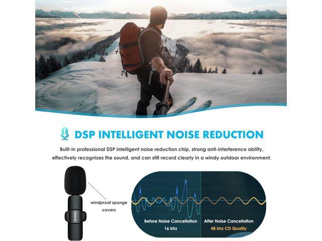 Wireless Microphone for iPhone iPad/Android/PC, Mini Microphone for Video Recording, Plug and Play Lavalier Microphone Lapel Wireless Mic with...