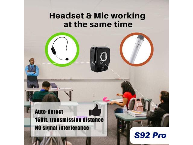W WINBRIDGE S92 Pro Portable PA System -25W Bluetooth Speaker with Dual Wireless Microphones, Wireless Voice Amplifier with Headset Mic and...