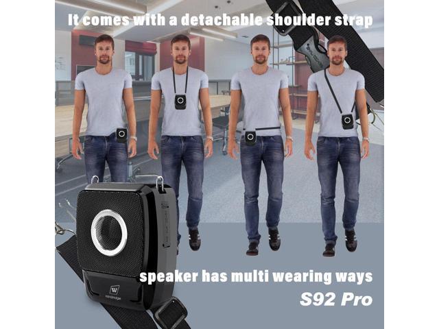 W WINBRIDGE S92 Pro Portable PA System -25W Bluetooth Speaker with Dual Wireless Microphones, Wireless Voice Amplifier with Headset Mic and...