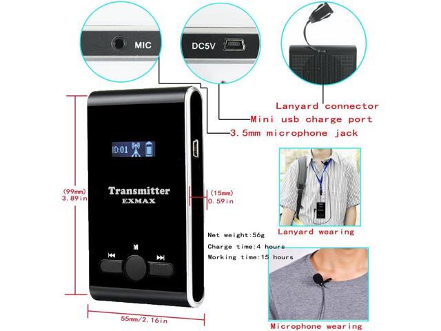 EXMAX EX-100 Wireless Tour Guide System Live Translator Microphone Church Translation Devices Simultaneous Interpreting Equipment Silent Conference...