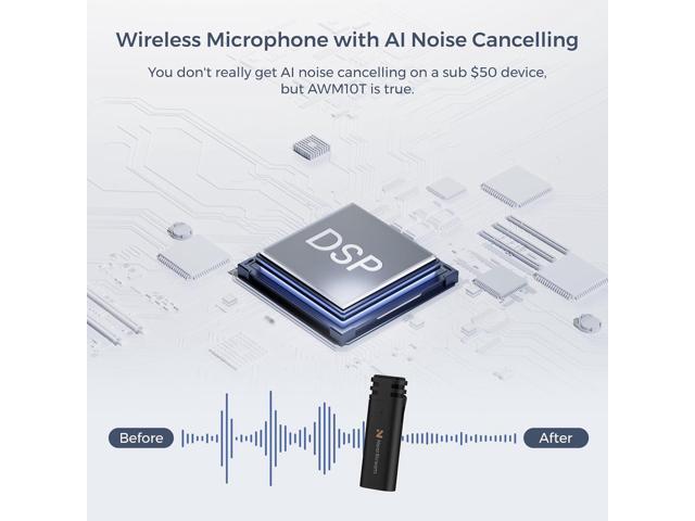 Wireless Lavalier Microphone for iPhone Android Tablet PC, Lapel Microphone Wireless with 2.4G Ultra-Low Delay, Noise Cancellation, Mute Button, 6H...