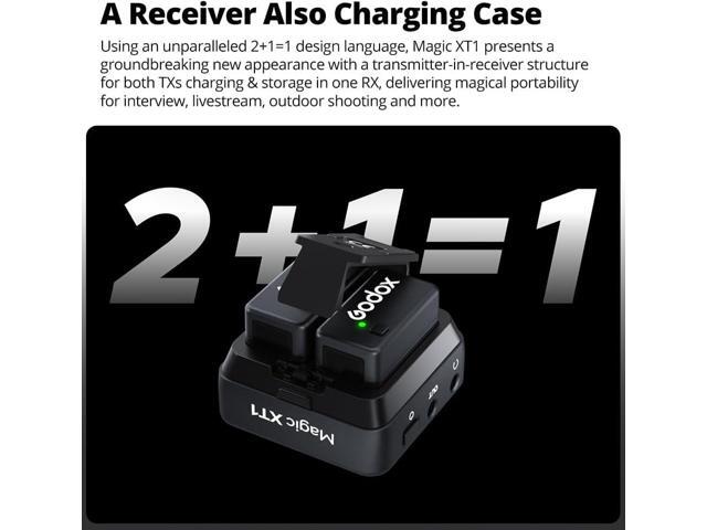 GODOX Magic XT1 Wireless Lavalier Microphone, Microphone for Camera (2 TX + 1 RX Charging Case), Mini Mic with Noise Cancellation, 16H Battery,...