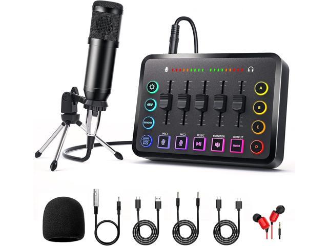 RUOCLRIS Podcast Equipment Bundle Includes Audio Mixer and BM800 Microphone, Ideal for Video Production, Live Streaming, Gaming voiceovers. Compatible with.