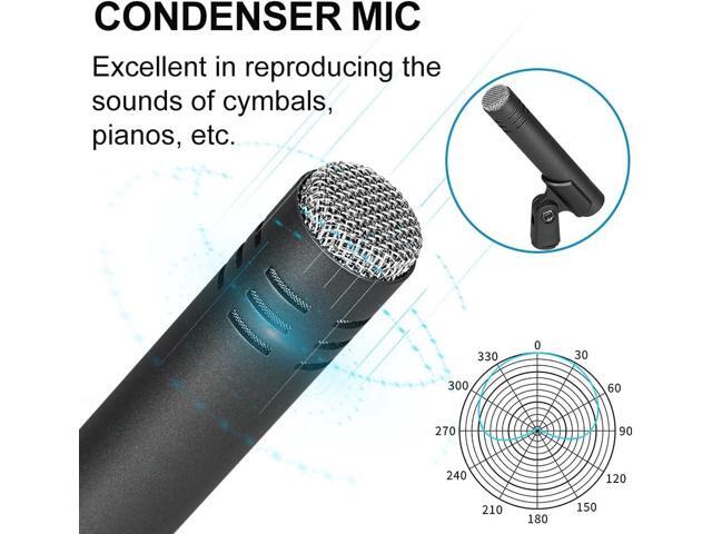 Depusheng 7-Piece Drum Microphone Set with 5 Dynamic Percussion Microphones and 2 Condenser Percussion Microphones Ideal for Instrument Recording...