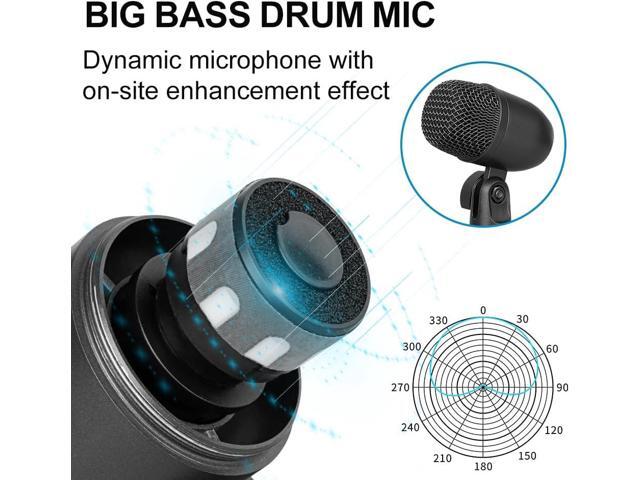 Depusheng 7-Piece Drum Microphone Set with 5 Dynamic Percussion Microphones and 2 Condenser Percussion Microphones Ideal for Instrument Recording...
